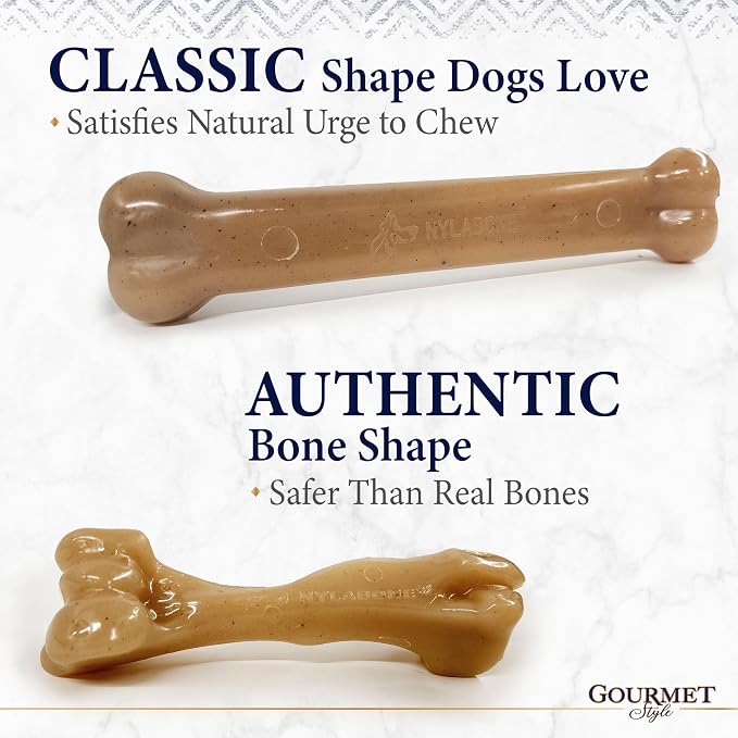 Nylabone Gourmet Style Strong Chew Toy Bundle, Toys for Dogs, Baby Back Ribs & Aged Cheddar Flavor, Large - Up to 50 lbs, 3 Pack