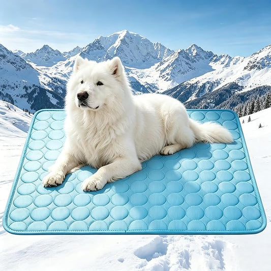 Cooling Mat for Dogs, 59"x39", Breathable Dog Cooling Mat with Q-Max>0.4 Chill Fiber, Washable Portable Dog Crate Pad for Indoor & Outdoor Summer Use, Blue