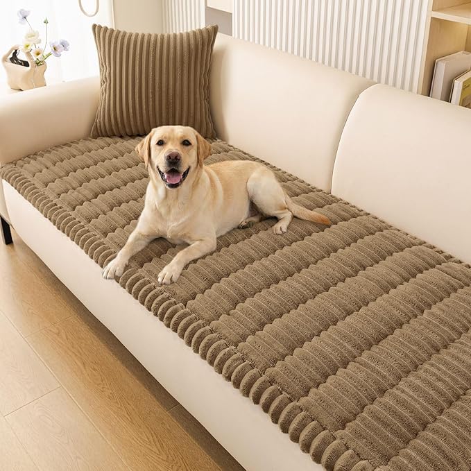 Smiry Couch Cover for Dogs, Non Slip Washable Sofa Protector for Pets, Soft Furniture Cover for Pet, Stylish Sofa Covers, Cozy Protect Against Fur, Dirt & Everyday Messes (Mocha Brown, 27.6" x 47")