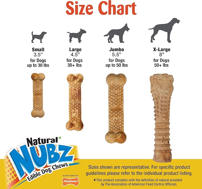 Nylabone Nubz Wild Natural Dog Chew Treats for Small Dogs, Long Lasting Dog Chew Bones Made in USA, Bison Flavor, Small Dog Bones for Dogs Up to 25 lbs. (4 Count)