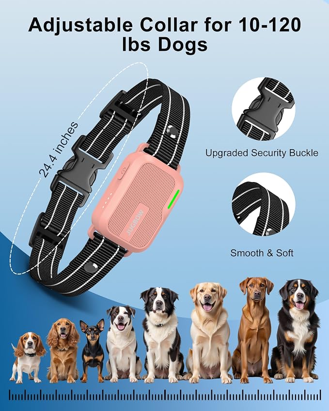 Dog Shock Collar - 4500FT Dog Training Collar with Remote, IPX8 Waterproof Electric Dog Collar with 4 Training Modes, Security Lock, Rechargeable eCollar for 10-120lbs Dogs(Hot Pink 1 Pack)