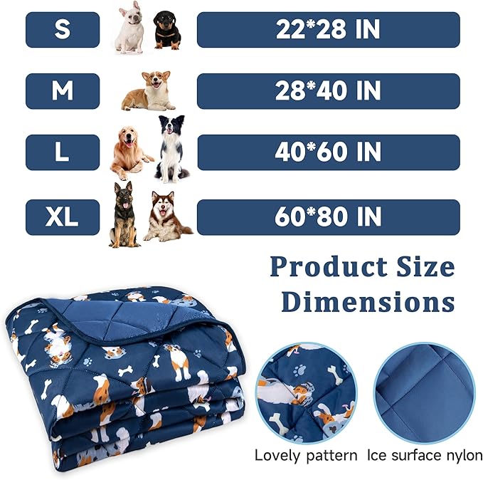 Dog Cooling Mat, Premium Lightweight Pet Cooling Blanket Bed Cover for Dogs, Cat, Puppies | Ice Silk Cool Pad for Dogs Furniture Protector | Machine Washable Pet Blanket, 22''x28''