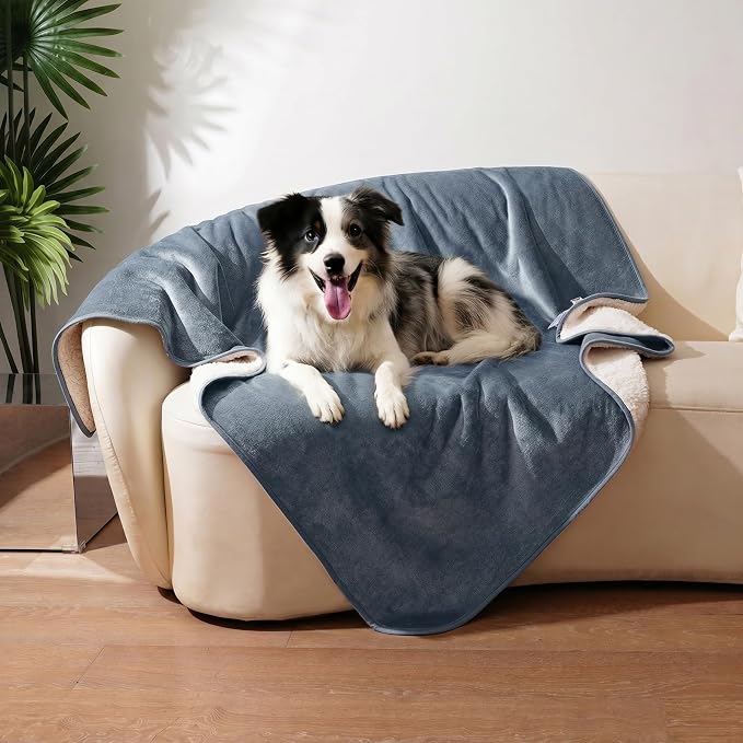 Sunheir Waterproof Dog Blankets for Medium Dogs - Puppy Blanket Washable for Couch Protection, Soft Sherpa Fleece Cat Throw Blanket to Prevent Urine Leaks & Protects Furniture 30"X 40", Grey