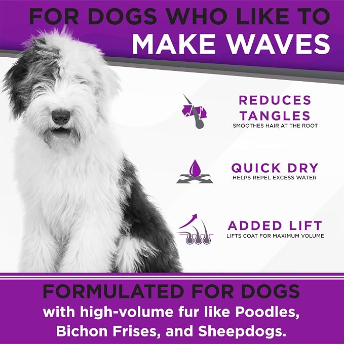 TropiClean Perfect Fur Natural Detangling Dog Shampoo for Doodles, Poodles, and Breeds with Curly Wavy Coats, Moisturizing Shampoo, Puppy Safe, 16oz.