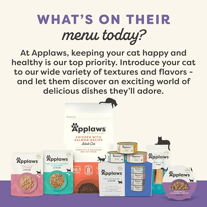 Applaws Lickable Cat Treats, Natural Grain-Free Purée, Limited and Natural Ingredients, No Artificial Additives, Variety Selection Squeeze Up Treats (24 x 0.5oz Sachets)