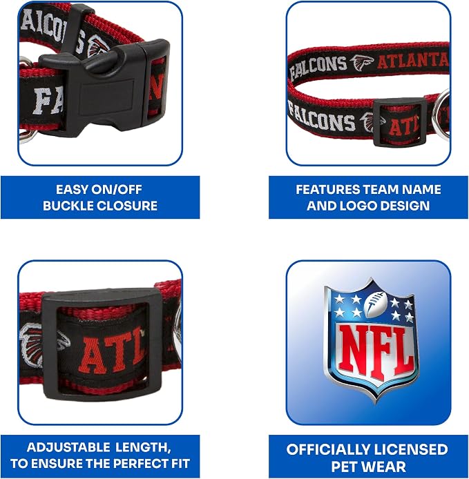 Pets First NFL Atlanta Falcons Licensed PET COLLAR, Medium - Heavy-Duty, Strong, and Durable Dog Collar. Available in 31 Football Teams and 4 Sizes