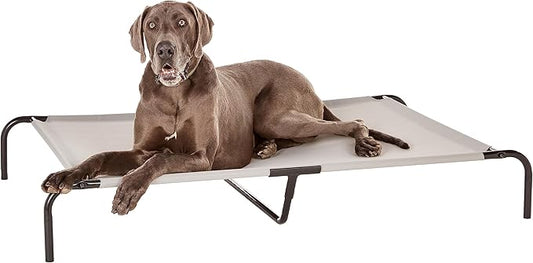 Amazon Basics Cooling Breathable Elevated Pet Bed with Metal Frame for Large Dogs, X-Large (60.1 x 37.1 x 8.9 Inches), Grey, 1 Count