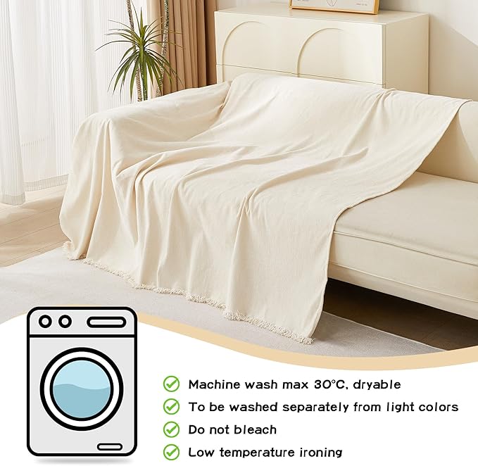 Couch Cover for Sectional Sofa, 2 PCS Sectional Couch Covers for L Shape Sofa Cover, Furniture Blanket for Pets, L Shaped Couch Cover, Sofa Slipcover for 3-4 Cushion Couch (71"x118"+91"x134", Beige)