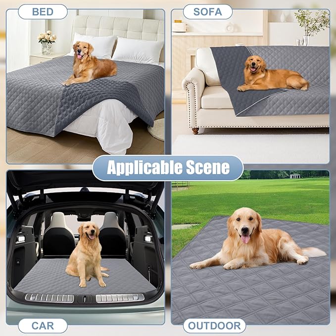 Smiry Waterproof Couch Covers for Dogs Washable, Reversible Pet Couch Covers for 3 Cushion Sofa Pet Friendly, Soft Sofa Furniture Protector for Dogs Cat Kids, Checkered (30"x95", Grey/Dark Grey)
