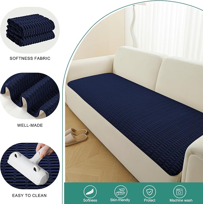 Foxdecor Couch Cover Sofa Covers Washable, Dog Bed Cover Couch Covers for 3 Cushion Couch Sofa Pet Friendly, Dog Couch Cover Furniture Covers for Pets.(Dark Blue 32x94 inch)