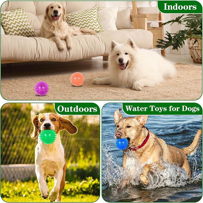 9 Pack Squeaky Dog Balls 3.5″Dog Toys Balls for Medium Large Dogs Pet Puppy Chew Toys for Teething No Odor Durable Spiky Balls for Teeth Cleaning and Training for Medium Dogs (Medium)