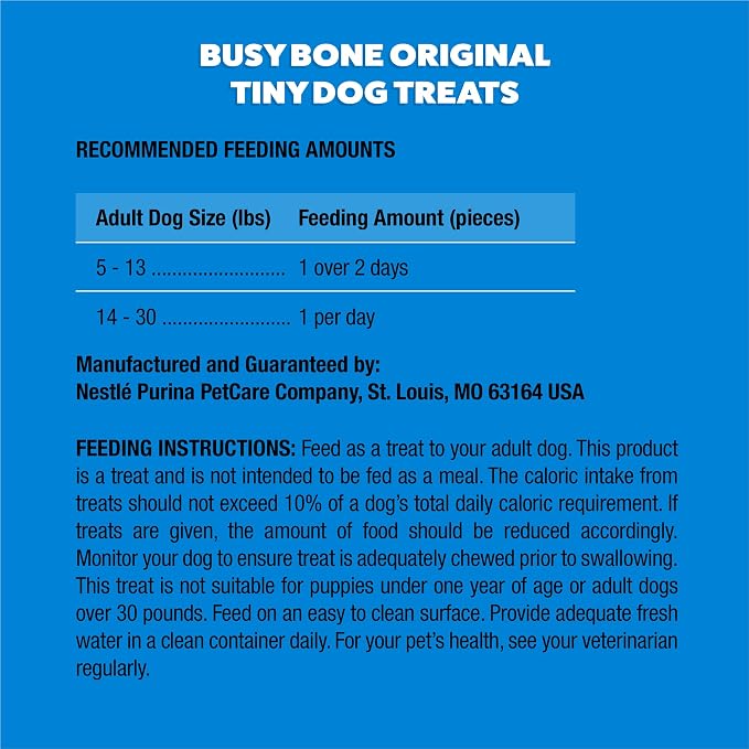 Purina Busy Bone Adult Toy Breed Dog Chew Bone Treats, Tiny - 30 ct. Pouch