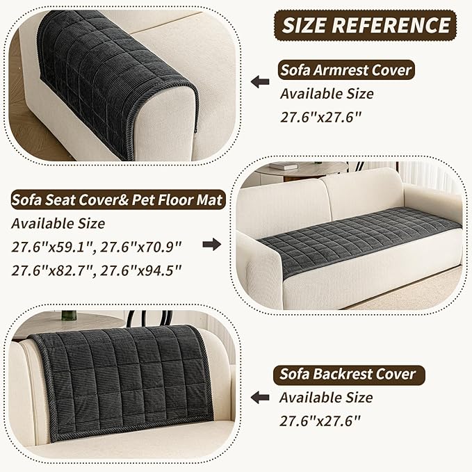Couch Covers for Dogs Washable, 27.6"x70.9" Non Slip Couch Covers for Loveseat Sofa Pet Friendly, Soft Fuzzy Sofa Covers for Pet, Dog Couch Cover Furniture Protector(1PC,Dark Grey)