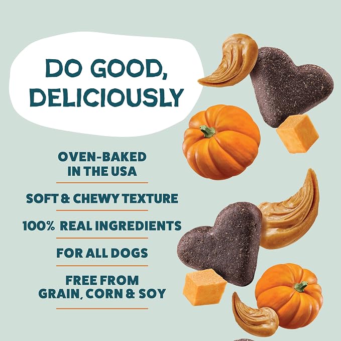 Shameless Pets Soft-Baked Dog Treats, Pumpkin Nut Partay - Natural & Healthy Dog Chews for Digestive Support with Fiber - Made in USA, Free from Grain, Corn & Soy - 2-Pack