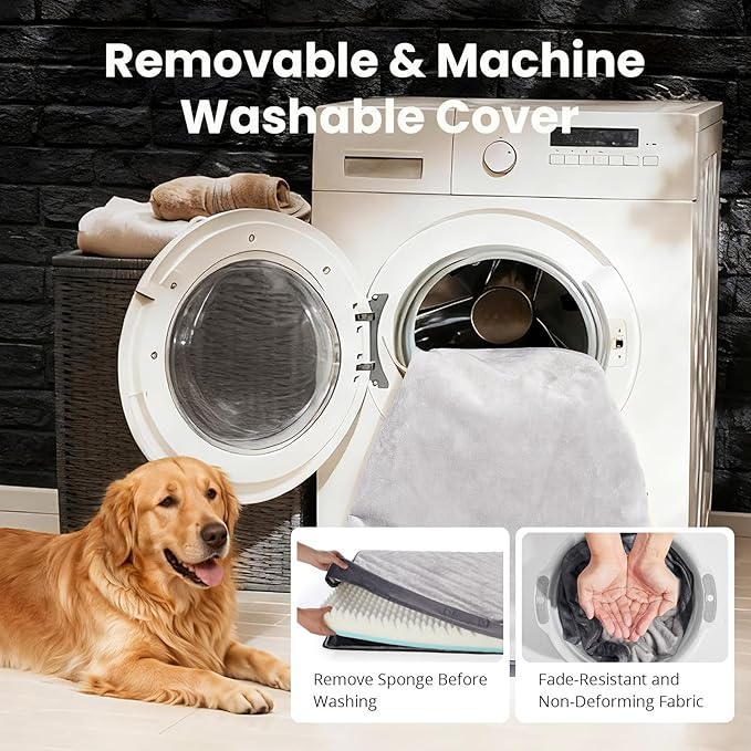 OhGeni Orthopedic Waterproof Dog Bed for Extra Large Dogs, Machine-Washable Removable Cover in Easy-Clean Fabric, Reversible Memory Foam & Easy-Carry Handle, Suitable for Crate, 41 inch (Gray)