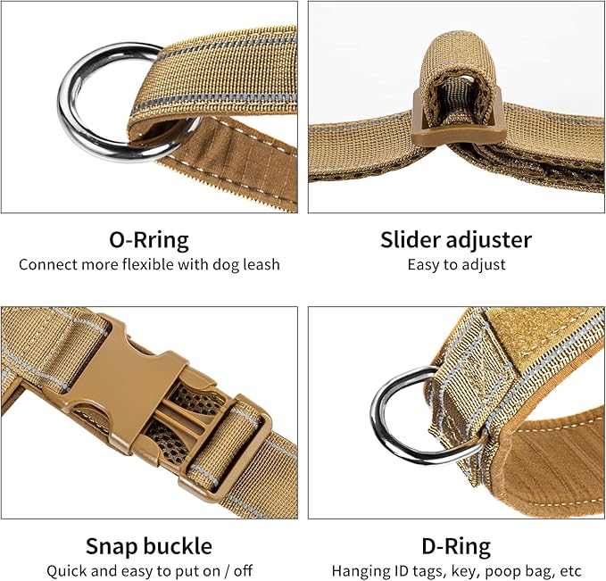 Annchwool No Pull Dog Harness with Soft Padded Handle,Reflective Strip Escape Proof and Quick Fit to Adjust Dog Harness,Easy for Training Walking for Small & Medium and Large Dogs(Brown,XL)
