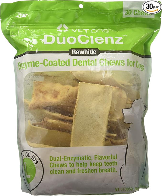 vetone DuoClenz Enzyme Coated Dog Dental Chews for Large Dogs - Veterinarian Formulated - 30 Count