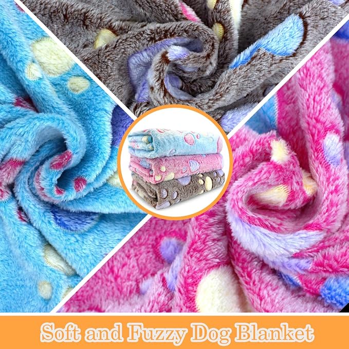 Dog Blankets for Small Dogs and Puppies, 3 Pack Washable Pet Blankets 30" x 20", Lightweight Soft Fleece Puppy Blanket for Crate, Kennel, Carrier, Bed, Cat Blanket