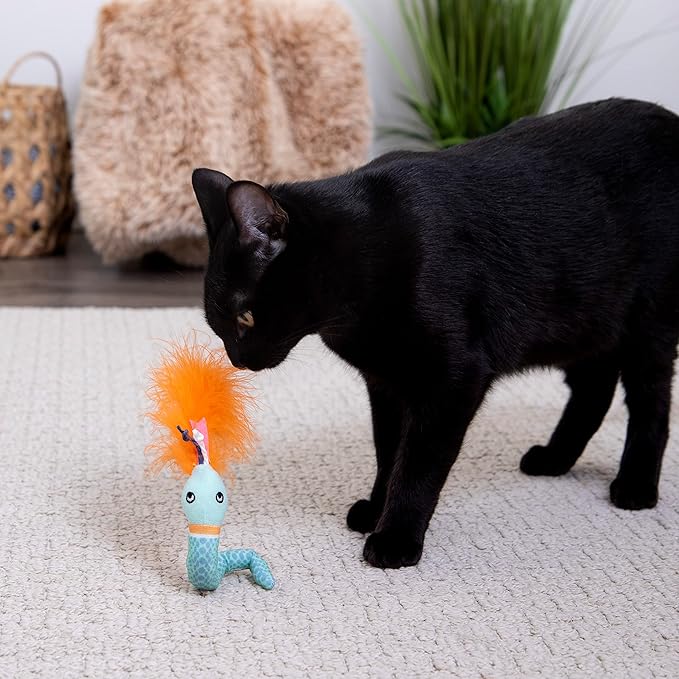 Instincts by SmartyKat HappyNip Tricky Twister Bendable Snake Plush Cat Toy, Contains Catnip & Silvervine - Blue, One Size