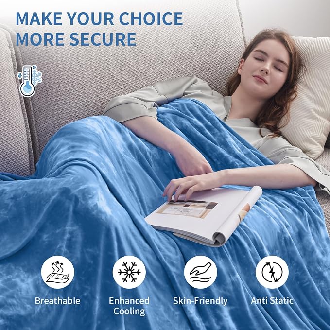 Guohaoi Cooling Throw Blanket for Hot Sleepers, Queen Size 90''×90'' Lightweight Breathable Summer Bed Blanket for Couch, Arc-Chill Q-Max >0.5 Cool Fiber,Lightweight Tie Dye Blanket Light Blue