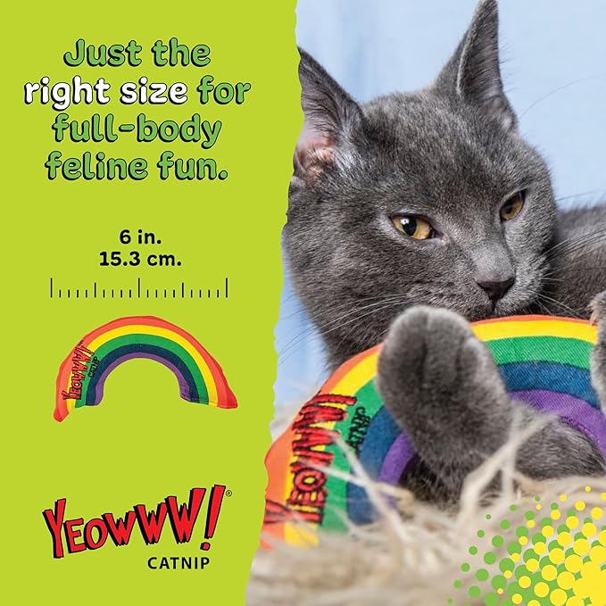 Yeowww! Catnip Rainbow Toy for Cats - Colorful Arch Shape - Durable Cotton Twill - Made in the USA - Stuffed with Organically Grown Catnip