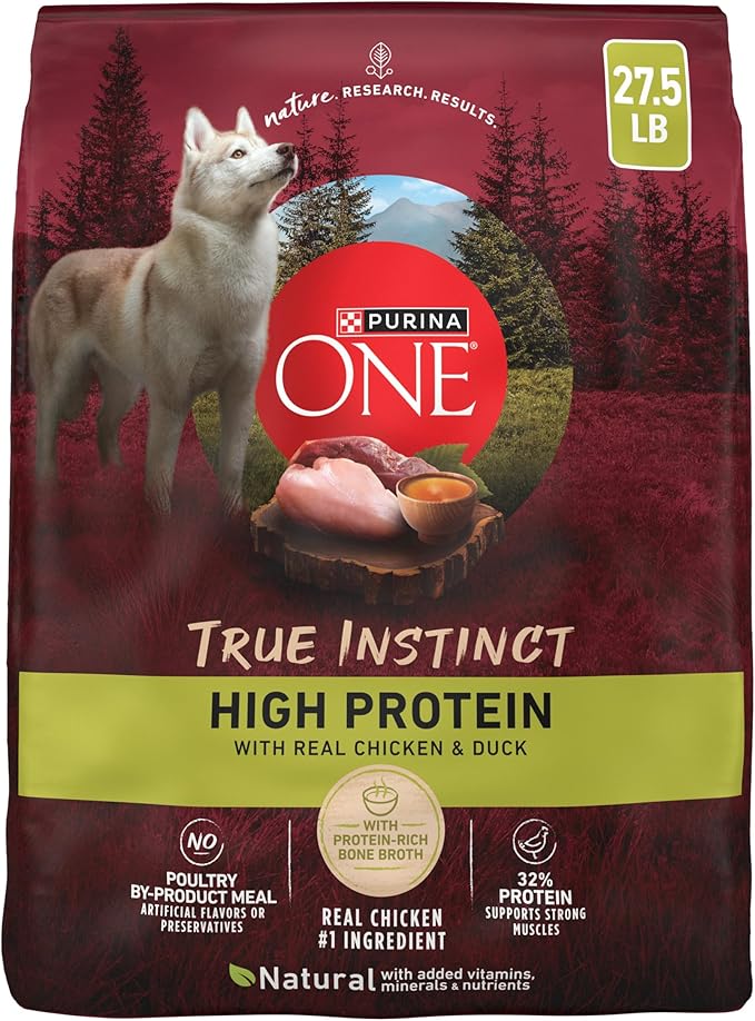 Purina ONE True Instinct High Protein Dry Dog Food Formula with Real Chicken and Duck Natural with Added Vitamins and Minerals Dog Food - 27.5 lb. Bag