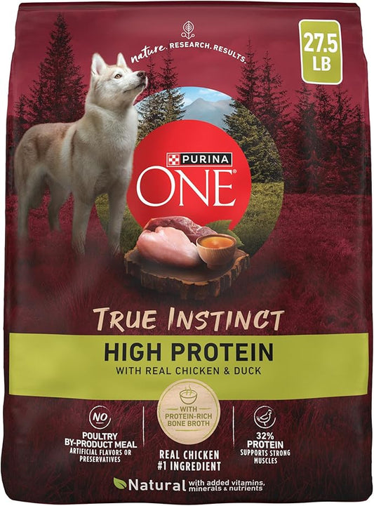 Purina ONE True Instinct High Protein Dry Dog Food Formula with Real Chicken and Duck Natural with Added Vitamins and Minerals Dog Food - 27.5 lb. Bag