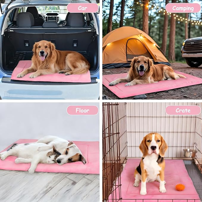 Kritter Planet Waterproof Foldable Dog Bed Pad for Camping & Travel, Portable Roll-Up Dog Bed Car Seat Pet Cushion Mat with Handles for Medium & Large Dogs, Indoor & Outdoor Use