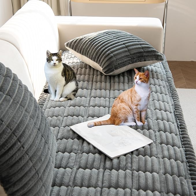 Mivnue Pet Couch Cover, Couch Covers for Dogs, Washable Dog Sofa Covers Couch Protector, Fuzzy Non Slip Couch Slipcover Pet Friendly (Dark Grey, 27.6" x 70.9")