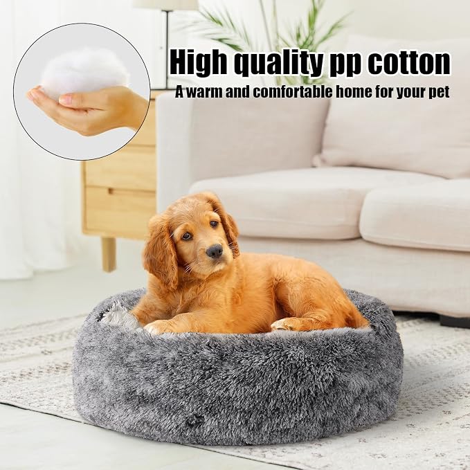 FORMYCATIE Cat Beds for Indoor Cats,Cat Cave for Puppy and Kitty,Calming Small Dog Bed for Small Dogs with Cover Cave,Cozy Warming Fluffy Washable Anti-Slip Pet Sleeping Bag (Grey, 22 * 22inch)