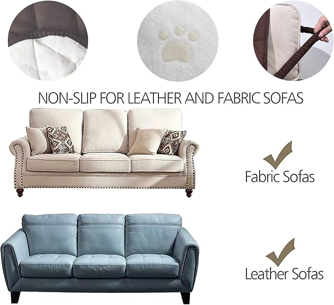 Ameritex Couch Sofa Slipcover 100% Waterproof Nonslip Quilted Furniture Protector Slipcover for Dogs, Children, Pets Sofa Slipcover Machine Washable (Chocolate, 68'')