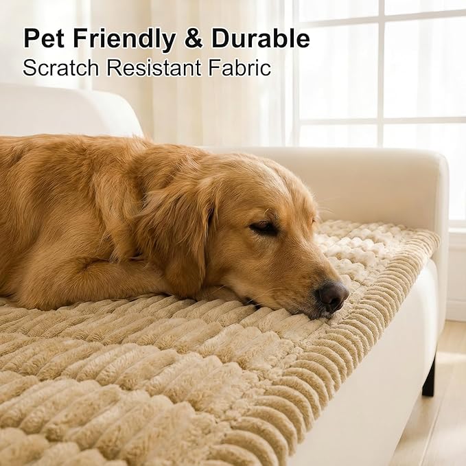 Smiry Couch Cover for Dogs, Non Slip Washable Sofa Protector for Pets, Soft Furniture Cover for Pet, Stylish Sofa Covers, Cozy Protect Against Fur, Dirt & Everyday Messes (Camel, 27.6" x 82.7")