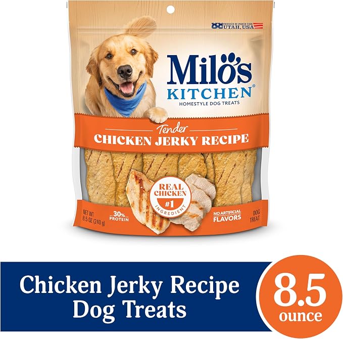 Milo's Kitchen Homestyle Dog Treats, Chicken Jerky, 8.5 Ounce, High Protein, No Artificial Flavors (Pack of 5)