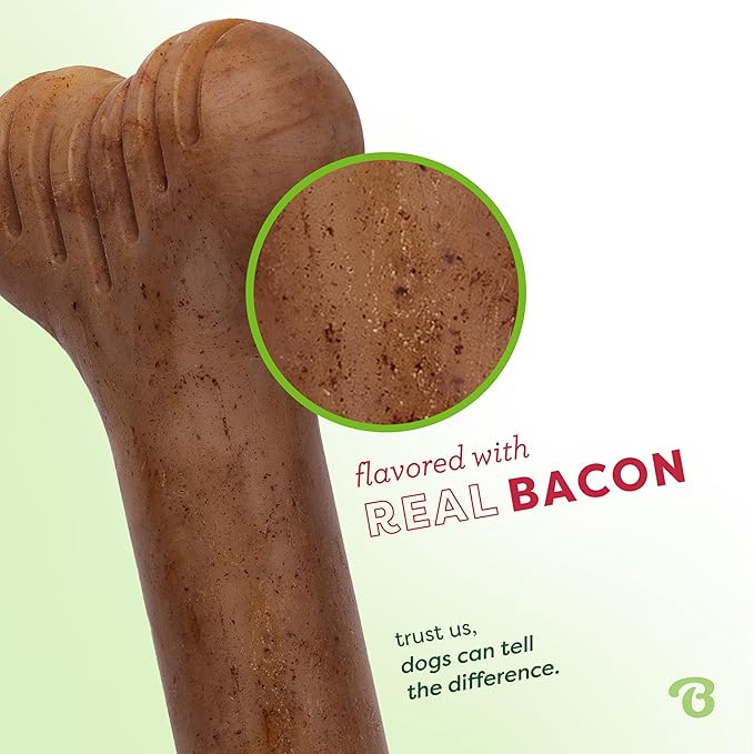 Benebone Bone Durable Dog Chew Toy for Aggressive Chewers, Real Bacon, Made in USA, Large