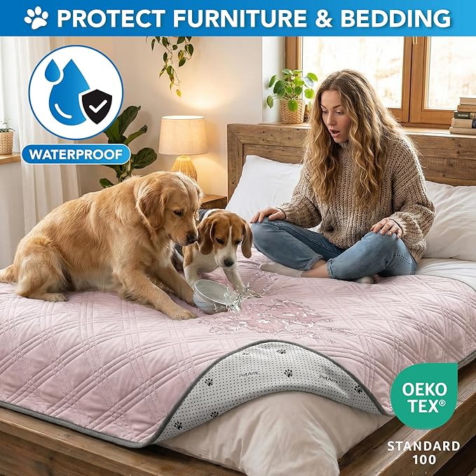 PetAmi Dog Cooling Mat, Waterproof Self Cooling Dog Pad with Non-Slip Backing, Q-Max >4.0 Pet Cooling Mat for Crate, Couch, Kennel & Car, Indoor Outdoor Summer Use, Pink, 60x80