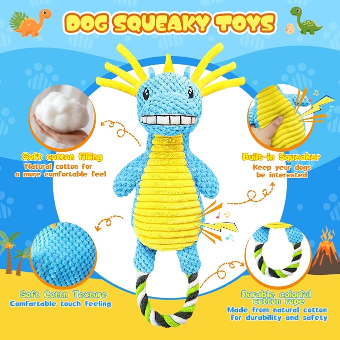 Fuufome Squeaky Dog Toys for Large Dogs： Durable Large Dog Toys for Medium and Small Breeds -Plush Pet Toys to Keep Dogs Busy