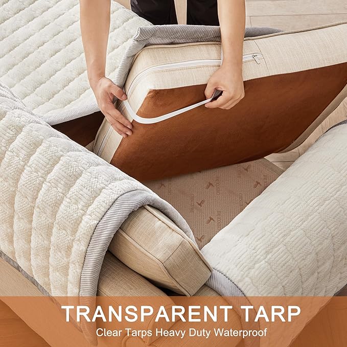 Couch Cover for Dogs Washable,Anti-Slip Back Cat Mat Pet Pad Blanket for Furniture Protector,Fuzzy Pet Sofa Cover for 3 Cushion Couch Sofa Pets Friendly (Ivory, 1pc/27.6"x82.7"/Seat Cover)