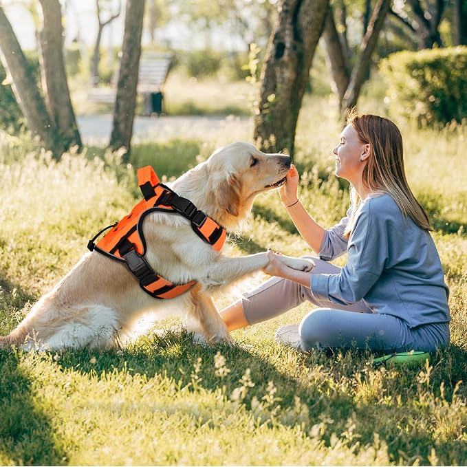WINGOIN Orange Tactical Dog Harness for Small Dogs, Heavy Duty No Pull Harness with Handle, Adjustable Reflective Military K9 Pet Vest for French Bulldog, Pug, Walking, Training, Hunting (S)
