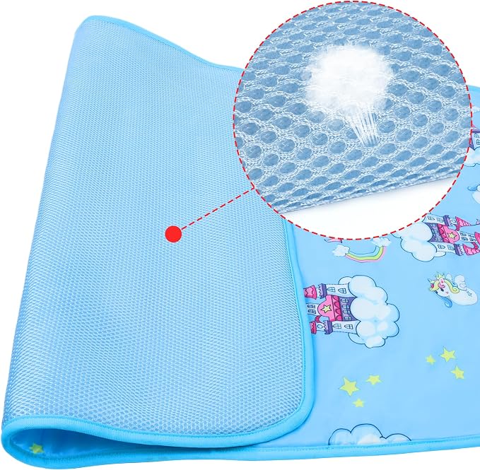 NACOCO Summer Pet Cooling Mat - Cat Dog Cushion Pad Sleeping Cool Castle Comfortable Soft for Pets Kids and Adults (Blue Castle, L)