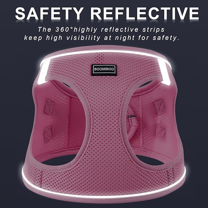 Dog Harness with Leash Set, No Pull Adjustable Reflective Step-in Puppy Pet Vest Harnesses for Small Medium Large Dogs and Cats,Light Pink XXS