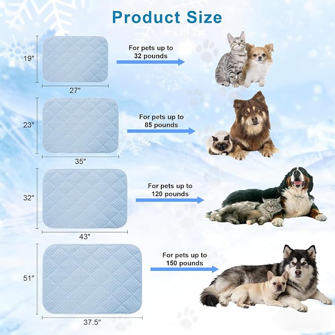 Cooling Mat for Extra Large Dogs, 51"x 37.5" Thick & Durable Dog Cooling Mat, Q-MAX>0.45, Double-Sided Cooling Pet Pad, Portable & Washable Dog Cooling Mat for Crate, Couch & Car