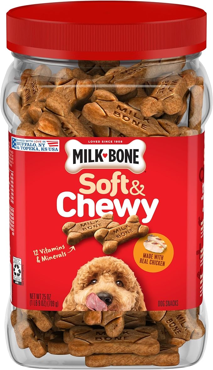 Milk-Bone Soft & Chewy Dog Treats, Made with Real Chicken, 25 Ounce Canister
