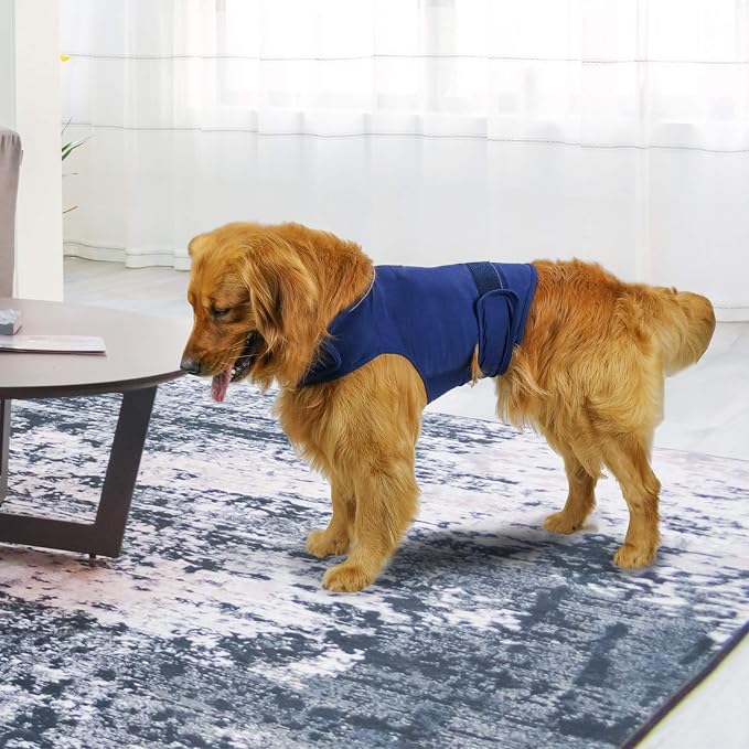 Comfort Dog Anxiety Relief Coat, Dog Anxiety Calming Vest Wrap for Thunderstorm,Travel,4th of July Fireworks,Vet Visits,Separation Anxiety Relief for Dogs (L., Navy)