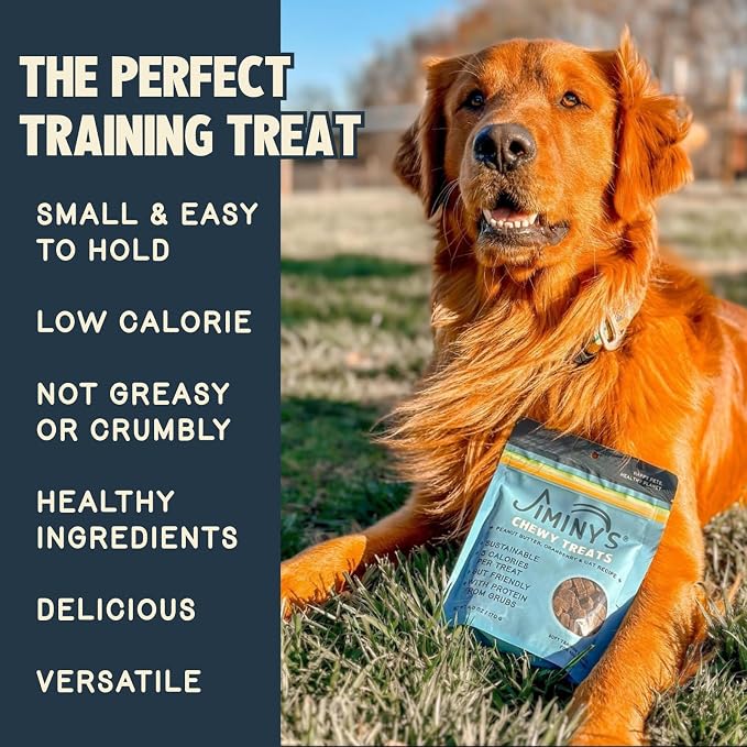 Jiminy's Chewy Training Treats for Dogs, Low Calorie, Hypoallergenic Insect Protein, Made in USA, 6oz, Peanut Butter & Cranberry (Pack of 1)