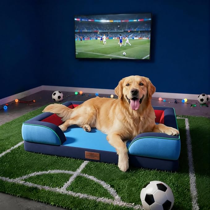 Comfort Expression Orthopedic Dog Bed for Extra Large Dogs 45x35 Inch, Waterproof Egg Crate Foam XL Pet Bed with Bolsters, Dog Couch with Washable Cover & Non-Slip Bottom, Philadelphia