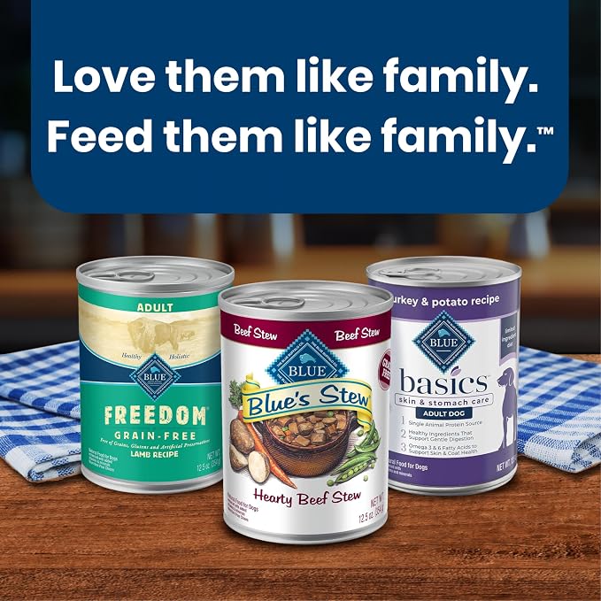 Blue Buffalo Blue’s Stew Variety Pack Hearty Beef & Country Chicken Stew with Peas, Carrots, & Potatoes in Thick Savory Gravy, Made with Natural Ingredients, 12.5-oz Cans (12 Count)