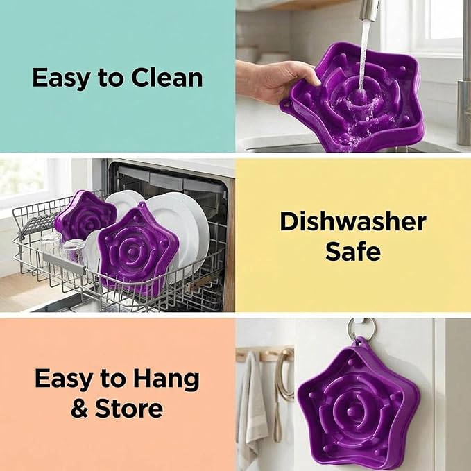 Small Slow Feeder Dog Bowl for Puppies & Small Dogs, 1 Cup (350 ml) Maze Puzzle Food Bowl, Helps Slow Eating & Aid Digestion, Anti-Choking, Non-Slip, BPA-Free, Dishwasher Safe (Purple)