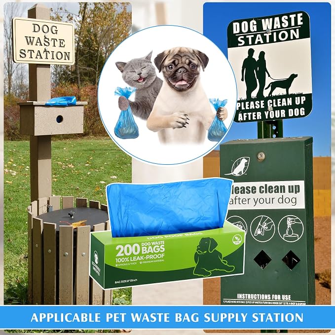 Harloon 6000 Counts Dog Poop Waste Bags Bulk, 30 Rolls Pet Waste Bags, Extra Thick Strong Leak Proof, for Walking, Travel, Park, Puppy Cleanup,Universal Doggy Rolls Waste-Box(Bule,12 x 8 Inches)