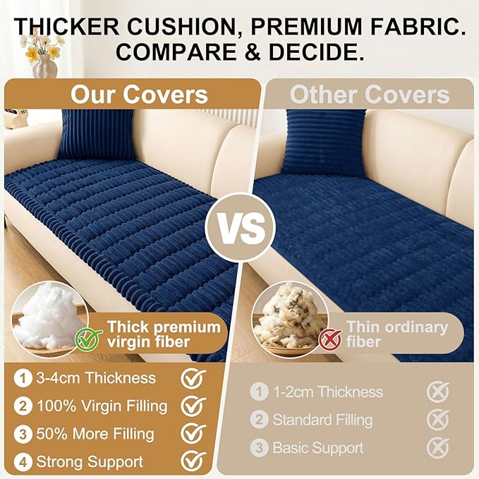 Smiry Couch Cover for Dogs, Non Slip Washable Sofa Protector for Pets, Soft Furniture Cover for Pet, Stylish Sofa Covers, Cozy Protect Against Fur, Dirt & Everyday Messes (Navy, 35.4" x 63")