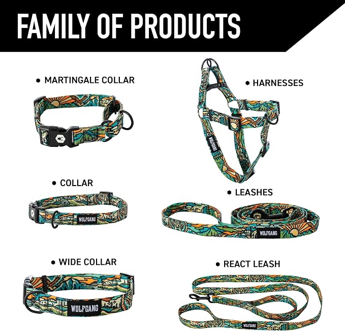 Wolfgang Heavy Duty, Adjustable Dog Collar with Quick Release Nylon Buckle for Walking & Training, WildWolf Print, Small